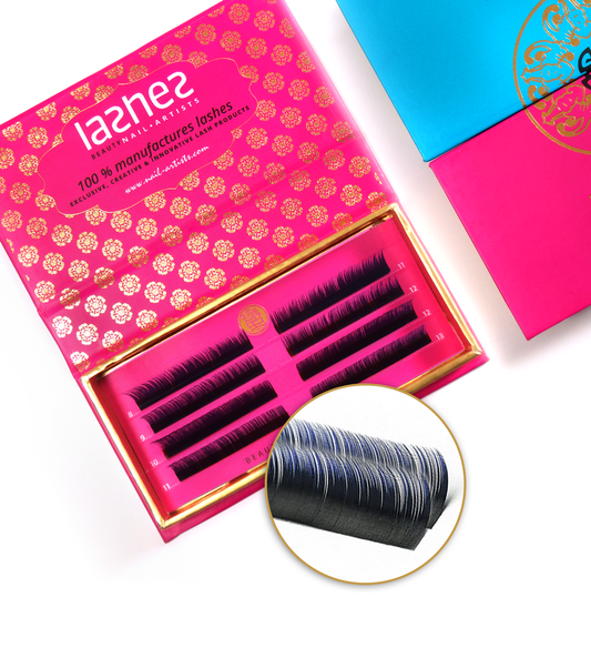 Two Tone Lashes Blue • Mink B / 0.15 / Mix • Pink Box 